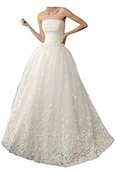 Strapless Pleated Tulle Natural   Waistline Wedding Dress 