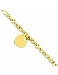 14K Gold Dangle Heart Bracelet 7.5 Inches