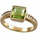0.16 Ct.T.W. Sparkling Round Cut Diamonds, 14Kt. Yellow Gold. Cabochon Peridot and Diamond Ring