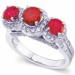 14Kt White Gold Past, Present and Future Chatham Created Ruby Fancy Ring