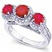 14Kt White Gold Past, Present and Future Chatham Created Ruby Fancy Ring