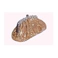 Gold sequinned clutch bag padded with diamante edging and ball clasp by Perfect Handbags'