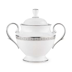 Lenox Timeless Bone China Platinum Banded Sugar Bowl by Lenox