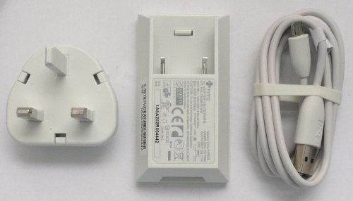 Genuine HTC White 3 Pin Mains Charger with Genuine HTC White Micro USB Data/ Charge Cable for HTC Legend, Desire, HD2 , HD Mini, Wildfire, Desire HD, Desire Z, HD7, Mozart, Trophy , Aria, Wildfire S, Desire S, Incredible S, Sensation, Chacha & Salsa
