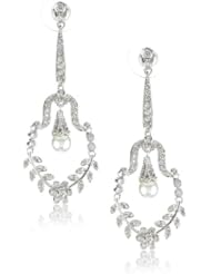 CZ by Kenneth Jay Lane "Traditional Cubic Zirconia" Rhodium-Plated Vintage Cubic Zirconia Earrings