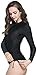 ilishop Women's UV Sun Protection Long Sleeve Rash Guard Wetsuit Swimsuit Top Black S-US4