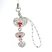 Hand Crafted Cellular Phone Charm - Heart Cascading - Red