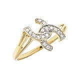 10K Yellow Gold Diamond Horseshoe Ring