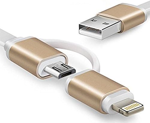Merchandise Mafia - Lightning &amp; Micro USB 3ft Cable! Gold Tip Connector For All Apple, Samsung, LG, Phones, Tablets and Devices!