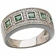 14Kt White Gold Genuine Emerald and Diamond Ring