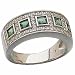 14Kt White Gold Genuine Emerald and Diamond Ring