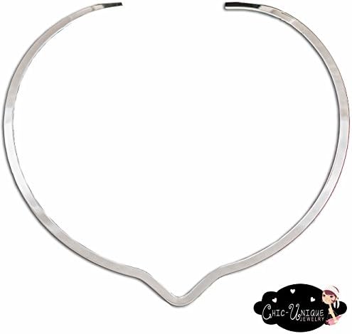 New Shiny Silver Notched Choker Collar Necklace Wire Average Size (CV12)