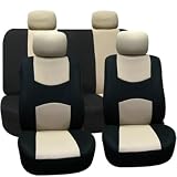 41J4Kx6oJTL. SL160  Universal Full Set OF Car Seat Covers   Black and Beige UAA002