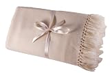 Handloom Pure Merino Wool Throw Blanket Cream