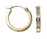 14k Yellow Gold, Round, Diamond Hoop Earrings (1/8 cttw, J Color, I2 Clarity)