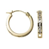14k Yellow Gold, Round, Diamond Hoop Earrings (1/8 cttw, J Color, I2 Clarity)