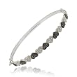 Sterling Silver Black Diamond Accent Heart Bangle Bracelet