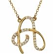 14k Yellow Gold Lovely Initial A Diamond Necklace
