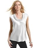 AK Anne Klein Top, Cap Sleeve Tiered Neckline