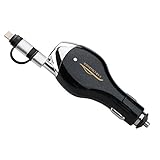 LEVIN USBカーチャージャー iPhone&Android両用 リトラクタブルUSBケーブル リール式 スマートフォン/タブレット/MP3/GPS/ブルートゥース設備/デジカメなど対応 (ブラック)