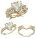 Jewelry : Heart Shape Cubic Zirconia Engagement Ring and Wedding Band