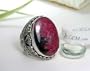 HOT PINK JET BLACK Designer Sterling Silver Rhodonite Ring