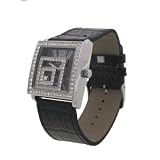 Geneva Platinum Square in Square Rhinestone Fashion Watch with Snake Band by Geneva