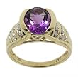 Amethyst Diamond Ring Large Oval Cut Yellow Gold Split Bezel Set Size = 7
