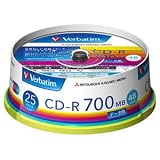 三菱化学メディア CD-R 700MB PCデータ用 48倍速対応 25枚スピンドルケース入り ワイド印刷可能 SR80FP25V1