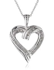 Sterling Silver Diamond Heart Pendant Necklace (0.01 cttw, I-J Color, I3 Clarity), 18"