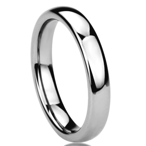 4MM Stainless Steel Wedding Band Ring High Polished Classy Domed Ring (5 to 11) For Unisex Women & Men