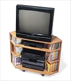 Oak Finish Corner TV Cart By Prepac Furniture