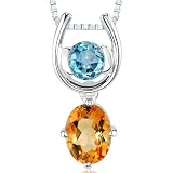 1.50 cts Round London Topaz Oval Citrine Pendant in Sterling Silver