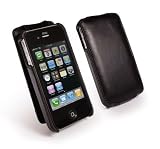 Tuff-Luv Tuff-Grip Leather (antenna assist) case cover for Apple iPhone 4G / 4 - Flip style - Black