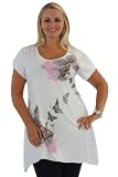 White Butterfly Print Keyhole Back Top