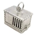 Welded Bliss Sterling 925 Silver Rabbit Hutch Opening Charm Showing Rabbit and bowl inside. WBC1117