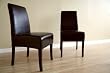 2 Dark Brown Leather Dining Chairs By Wholesale Interiors