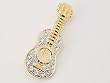 Gold Silver Tone Crystal Rhinestone Mandolin Acoustic Guitar Music Pin Brooch