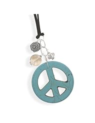 Genuine Elegante (TM) Necklace. 17 - 31 Inch Howlite Peace Sign Necklace. 100% Satisfaction Guaranteed.