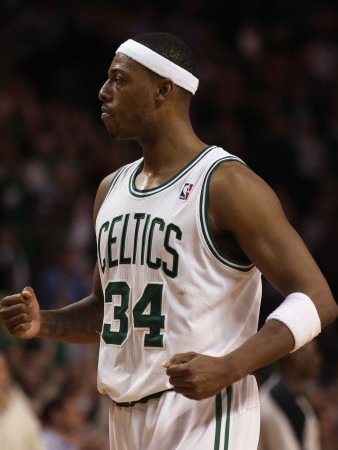 Portland Trail Blazers v Boston Celtics: Paul Pierce Photographic Poster Print by Elsa ., 12x16