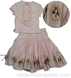 Jottum Pink Girl Print Cott Skirt-Lace Top Set