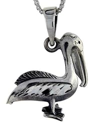 Sterling Silver Pelican Pendant, 1 1/8 inch tall