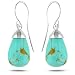 Sterling Silver Turquoise Pear Shape Fish Hook backs Earrings
