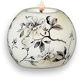 NeQwa Art Candle Holder - Magnolia Design By Artist Patricia Brubaker - 4-Inches Diameter