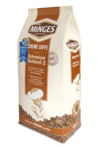 Minges Cremé Caffe Schweizer Schümli II, 1000g in Bohnen, Aroma-Softpack,