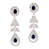 Fancy Drop Simulated Sapphire C.Z. Diamonds Silver Earrings (Holiday Special)