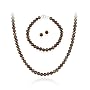 Sterling Silver 5.5-6mm Genuine Freshwater Cultured Brown Pearl Necklace Bracelet & Stud Earring Set