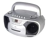 Zoom Produkt-Bild: Elta 6770 M Tragbarer Stereo Radiorecorder (CD-Player, UKW-/MW-Tuner, Kassettendeck, Lautsprecher, Stereo-Kopfh&ouml;rer-Anschlu&szlig;, Teleskopantenne) silber