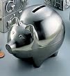 PIG BANK, LARGE, PEWTER FINISH.