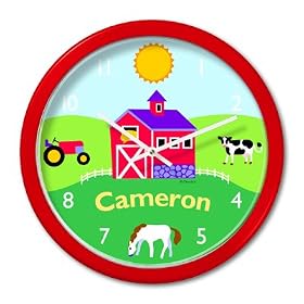 Olive Kids Country Farm Personalized Red Clock